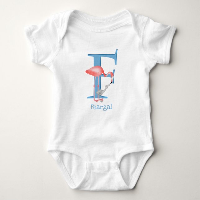Body Para Bebé Animal ABC F es para flamingo baby bodysuit (Anverso)