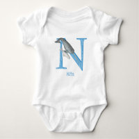 Animal ABC N es para narwhal baby bodysuit