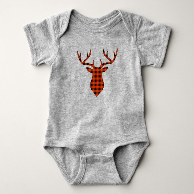 Body Para Bebé Animal Red Buffalo Plaid Deer Buck (Anverso)