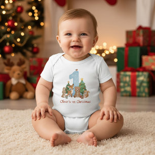 Body Para Bebé Animales adorables del bosque, primer Navidad del