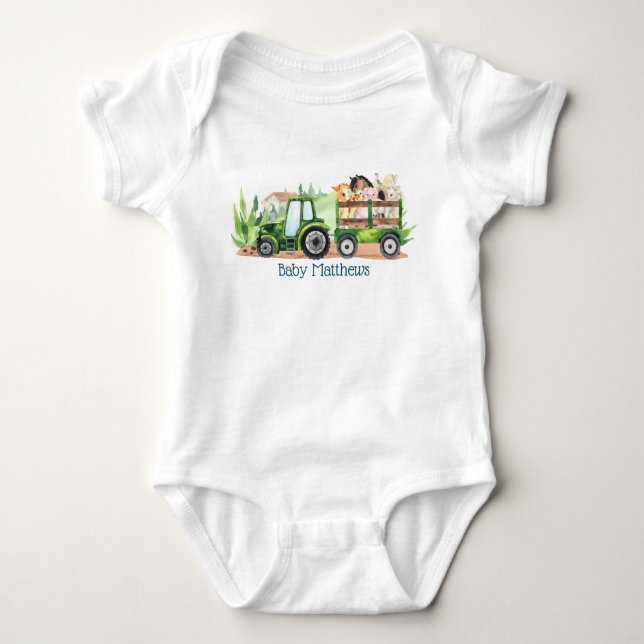 Body Para Bebé Animales de granja Niños de Green Tractor (Anverso)