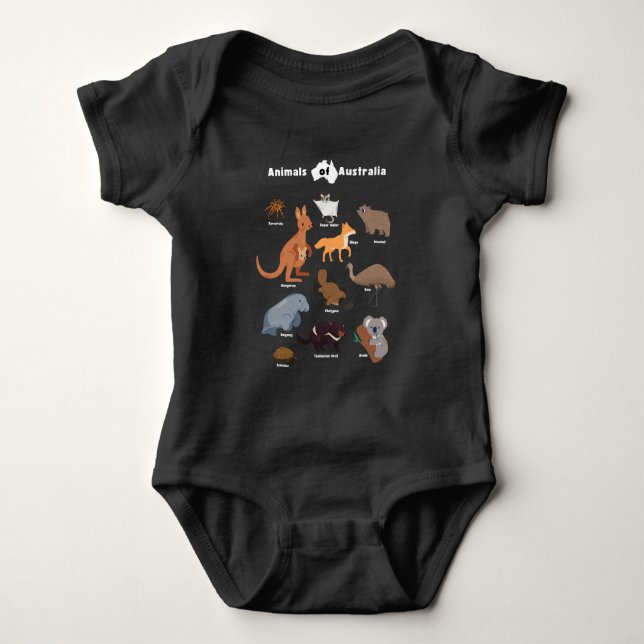 Body Para Bebé Animales de la camiseta Australia Aussie Wildlife (Anverso)