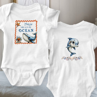 Body Para Bebé Animales del Océano Diciendo Bebé de la Playa