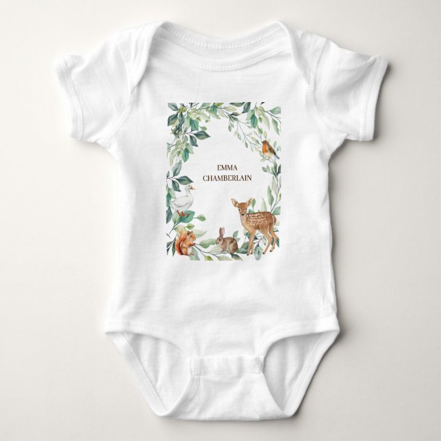 Body Para Bebé Animales forestales de Woodland (Anverso)