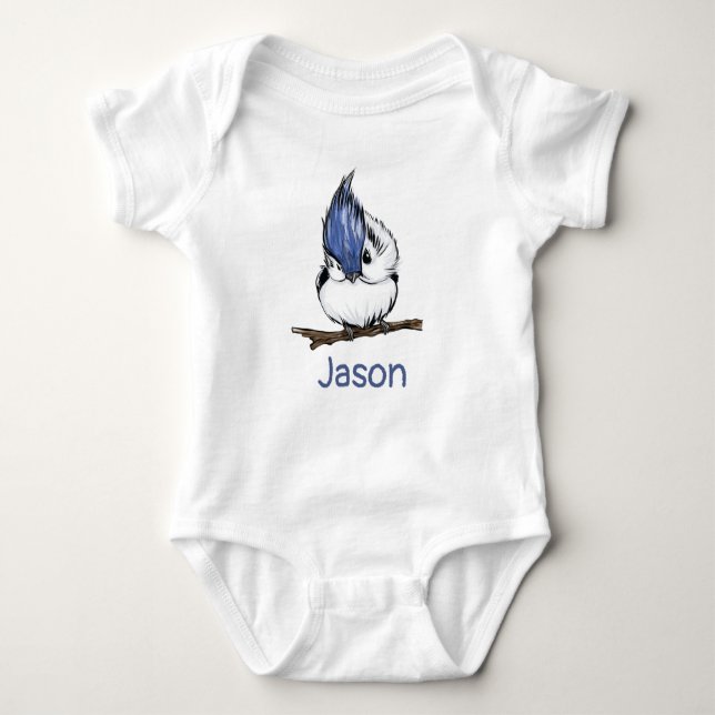 Body Para Bebé Animales monogramados Cute Blue Jay Baby (Anverso)