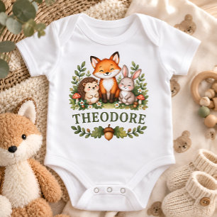 Body Para Bebé Animales Personalizados del Bosque Nombre del Bebé