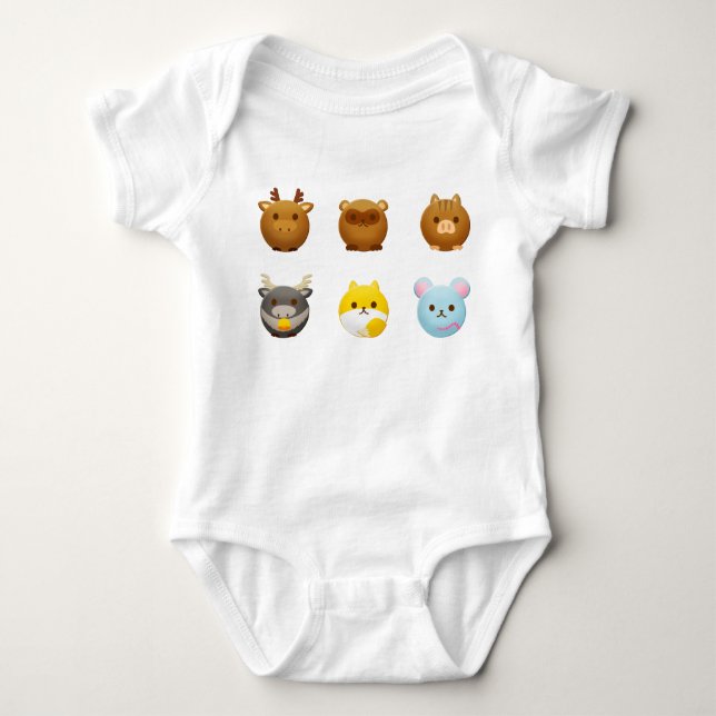 Body Para Bebé Animales redondos de Kawaii (Anverso)