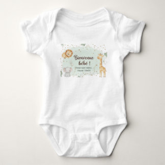 Body Para Bebé Animaux de la Savane Aquarelle - Bienvenue Bébé
