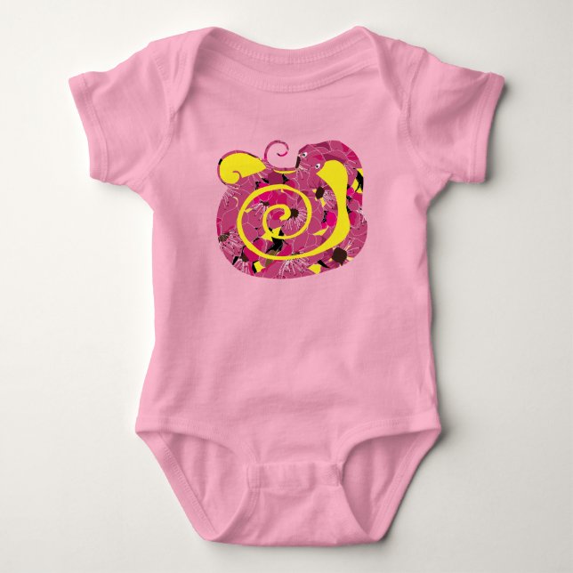 Body Para Bebé año de la serpiente, serpiente floral rojo (Anverso)