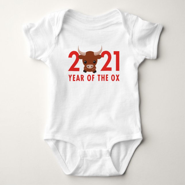 Body Para Bebé Año lindo del ox 2021 Año nuevo chino (Anverso)