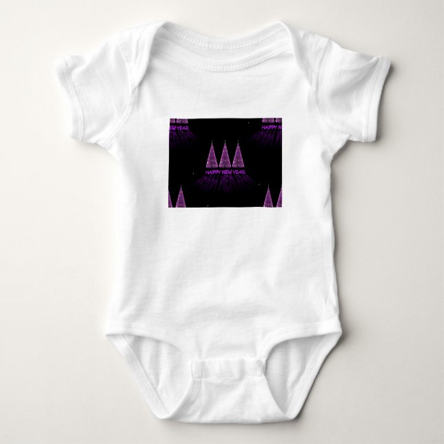 Body Para Bebé año nuevo morado feliz (Anverso)