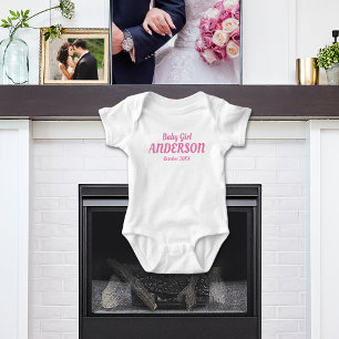 Body Para Bebé Anuncio de nacimiento de niña bebé - Nombre, Mes,