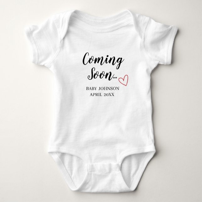 Body Para Bebé Anuncio de nuevo bebé próximamente Bodysuit para b (Anverso)