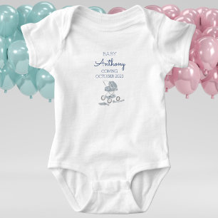 Body Para Bebé Anuncio Personalizado de Embarazo con Cochecito de