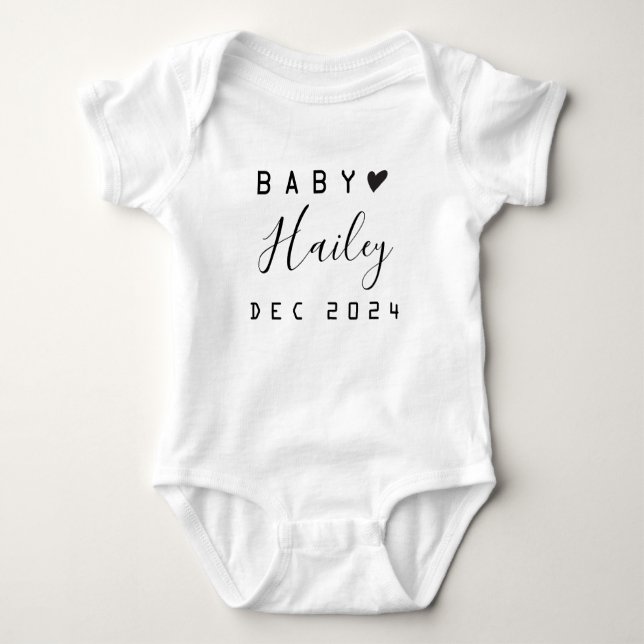 Body Para Bebé Apellido personalizado Invitación Baby Bodysuit (Anverso)