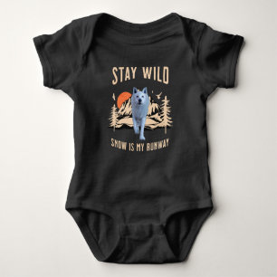 Body Para Bebé Après Ski Snow Runway Wolf Art