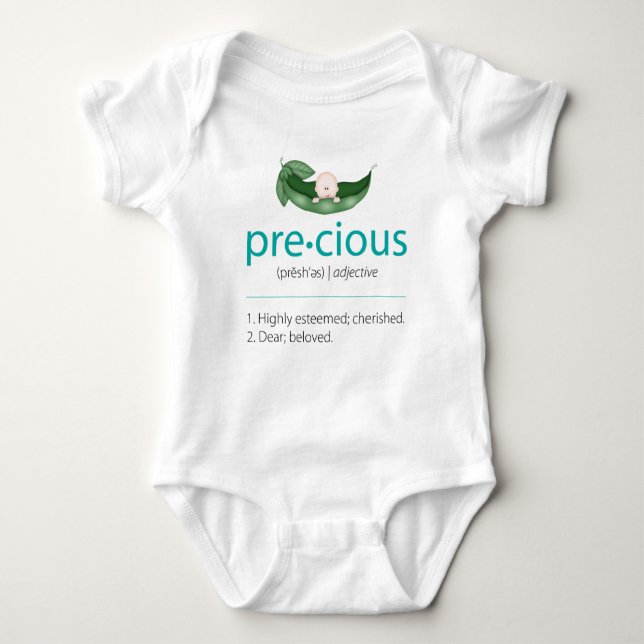 Body Para Bebé Aqua "Precious" Pea-in-a-Pod Baby Tee (Anverso)