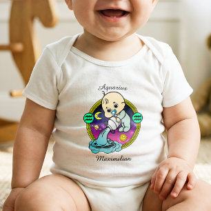 Body Para Bebé Aquarius Zodiac Rótulo Astrología Personalizado Ho