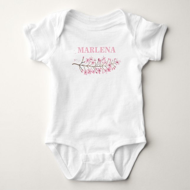 Body Para Bebé Árbol de cerezo rosa Bebé nombre niña (Anverso)