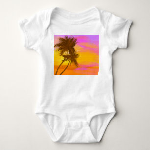 Body Para Bebé Árbol de coco, tema tropical del verano.