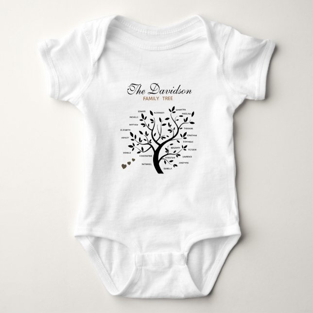 Body Para Bebé Árbol de familia grande personalizado (20 nombres) (Anverso)