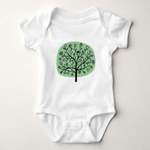 Body Para Bebé Árbol de Flor Estilizado - Verde Desvanecido