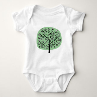 Body Para Bebé Árbol de flores estilizado - verde desenfadado