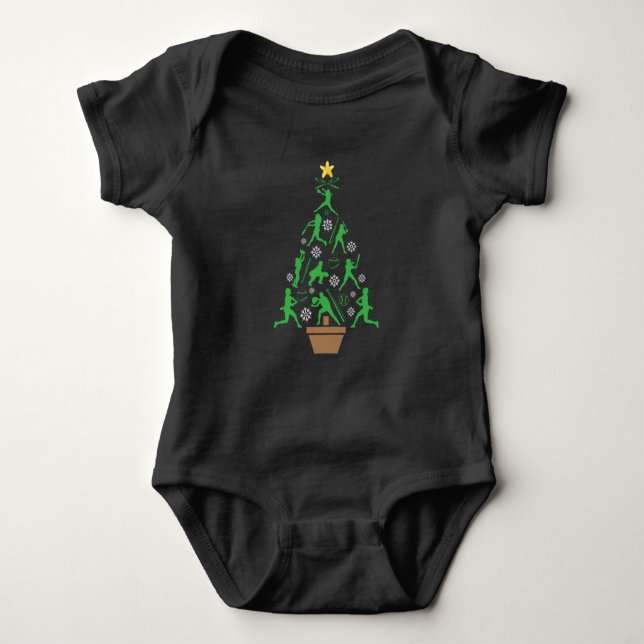 Body Para Bebé Árbol de Navidad de Chicas femeninas en softball (Anverso)
