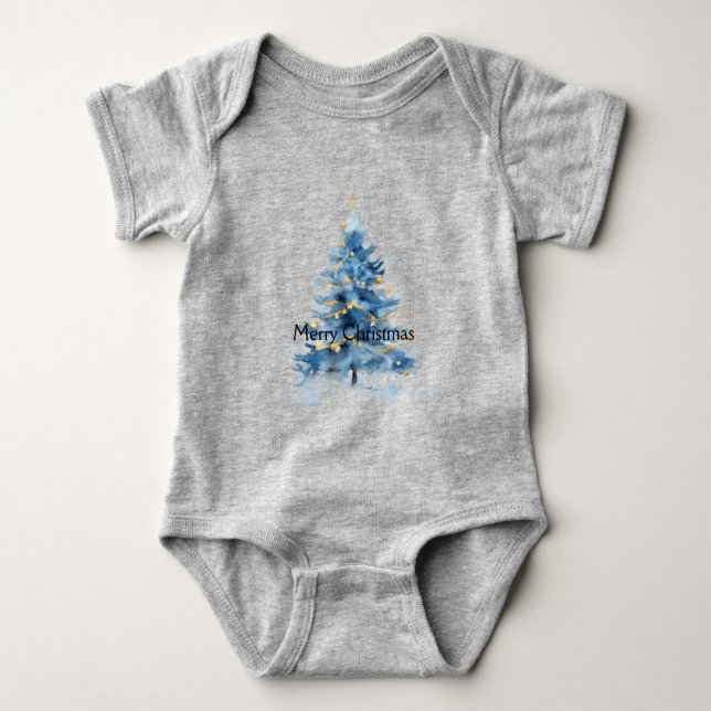 Body Para Bebé Árbol de Navidad de oro azul (Anverso)