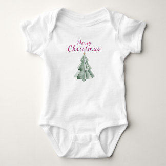 Body Para Bebé árbol de Navidad en acuarela verde edad vacaciones