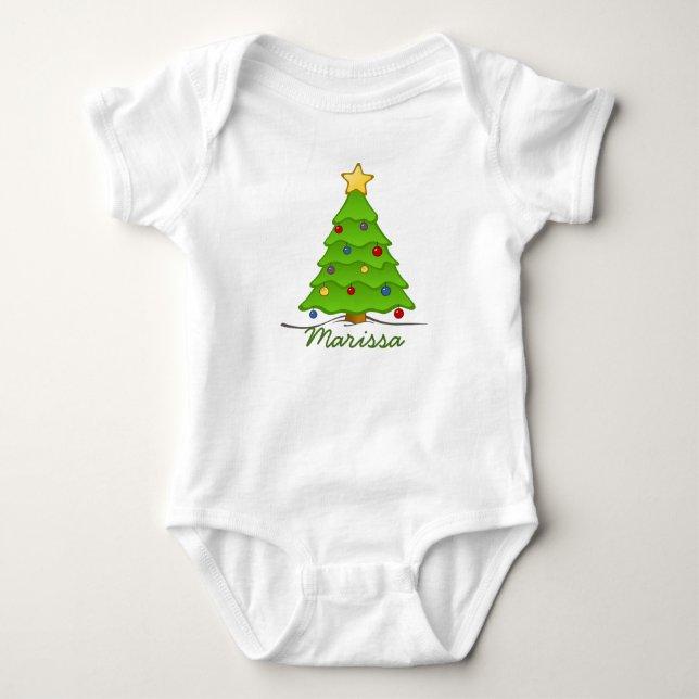 Body Para Bebé Árbol de Navidad personalizado (Anverso)