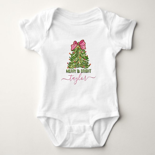 Body Para Bebé Árbol de Navidad personalizado con el nombre del b (Anverso)