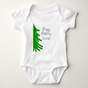 Body Para Bebé Árbol de Navidad verde feliz cumpleaños diciembre