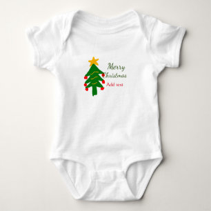Body Para Bebé Árbol de navidad verde rojo alegre nombre de agreg
