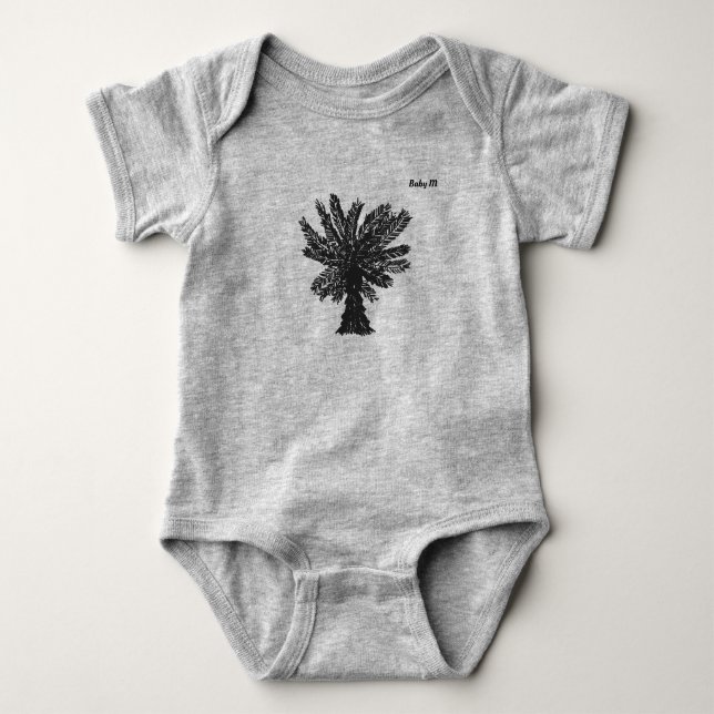Body Para Bebé Árbol De Palma Negro Y Gris Personalizado (Anverso)