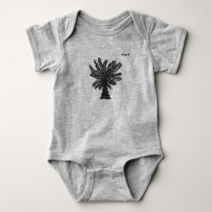 Body Para Bebé Árbol de Palma Personalizado en Negro y Gris