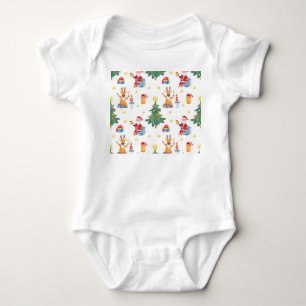 Body Para Bebé Árboles de Navidad, Santa: patrón de acuarela.