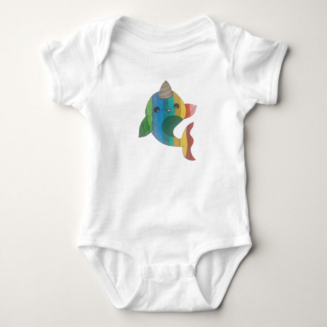 Body Para Bebé Arco iris Narwhal (Anverso)