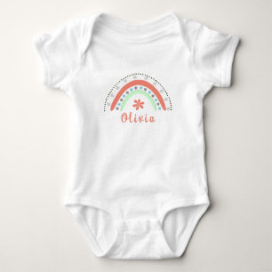 Body Para Bebé Arcoiris floral Boho con nombre personalizado