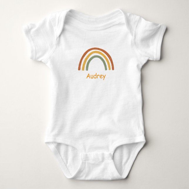 Body Para Bebé Arcoíris Neutral Nombre Personalizado (Anverso)