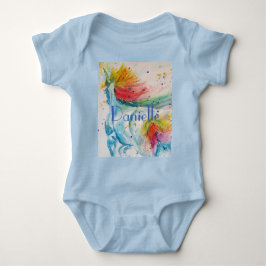 Body Para Bebé Arcoiris unicornio Babilonia acuarela arte todo en