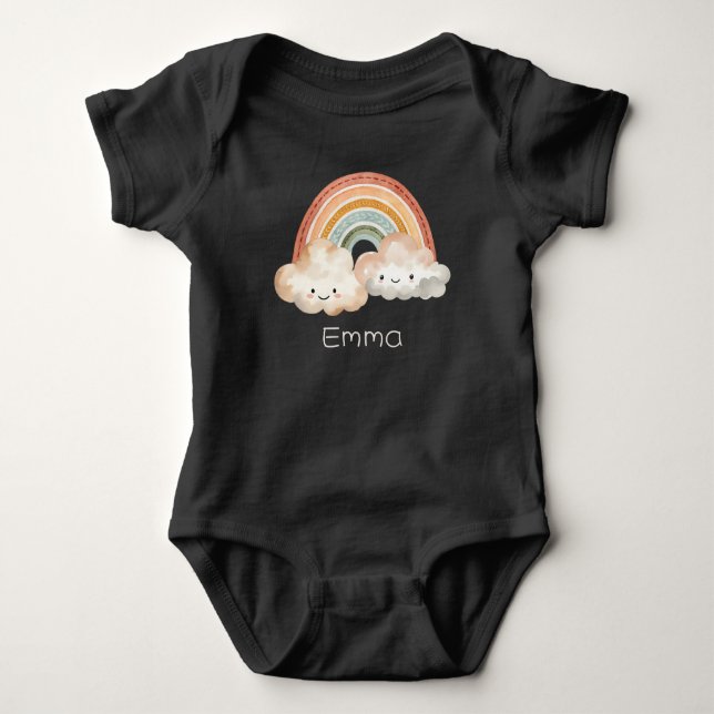 Body Para Bebé Arcoiris y nubes personalizados (Anverso)