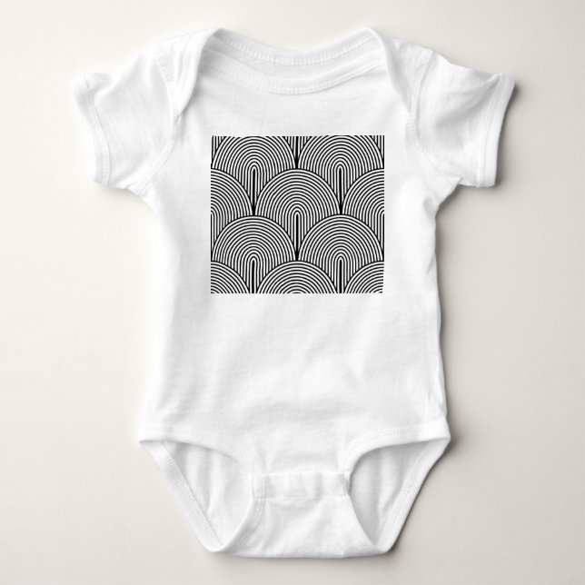 Body Para Bebé Art Deco, Blanco Negro De Lujo. (Anverso)
