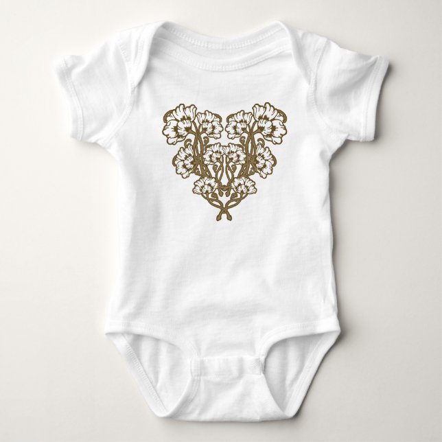 Body Para Bebé Art Nouveau Flower Heart Tan (Anverso)