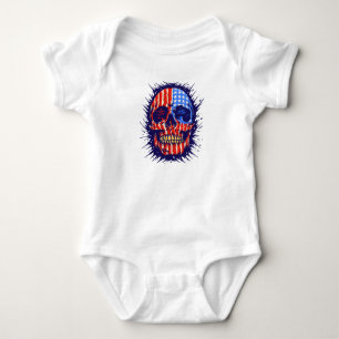Body Para Bebé Arte de cráneo con bandera americana - Regalo dent