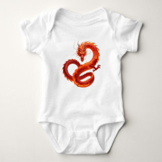 Body Para Bebé Arte de Dragón de Fuego Rojo | Diseño de Dragón de