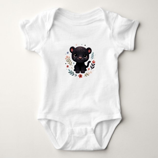 Body Para Bebé Arte de pantera bebé Kawaii (Anverso)