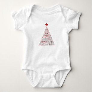 Body Para Bebé Arte de Word en árbol de Navidad con estrella roja