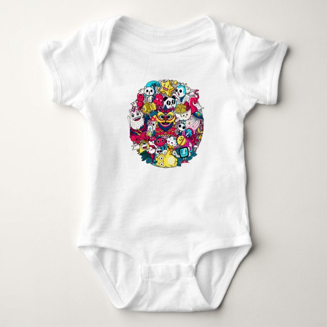 Body Para Bebé Arte Doodle Japonés (Anverso)