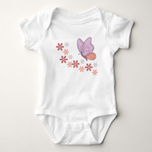 Body Para Bebé Arte floral de mariposa blanca